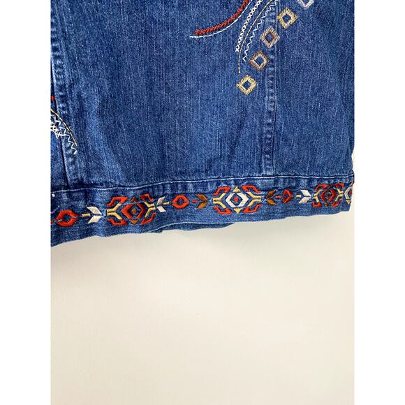 Vintage Y2K Christopher & Banks Festival/Boho Embroidered Denim Vest Women's M - Picture 6 of 8